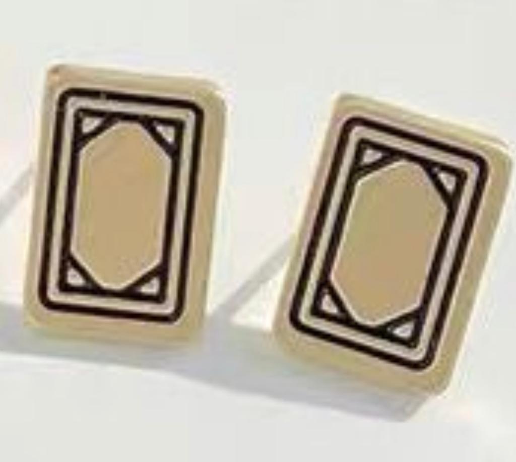Mahjong Tile Gold Stainless Steel Stud Earrings (Soap)