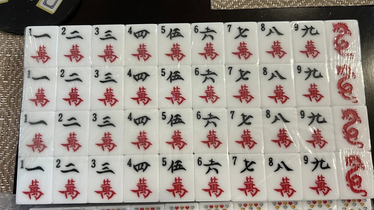MAH JONGG SET ENGRAVED HEARTS 160 LARGE CHUNKY TILES MAHJONG MAJONG EASY TO READ