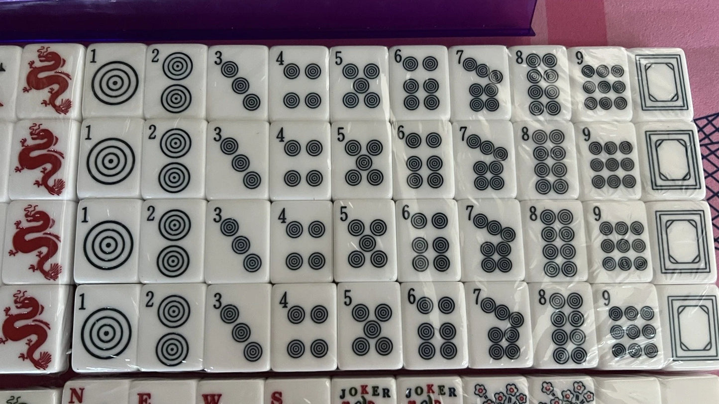 MAH JONGG SET BLUE SPARKLE 160 LARGER TILES MAHJONG MAJONG EASY TO READ NEW