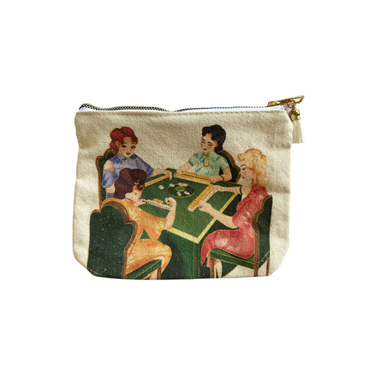 Ladies Playing Mahjong Accessory Bag with Tassel - Mahj USA