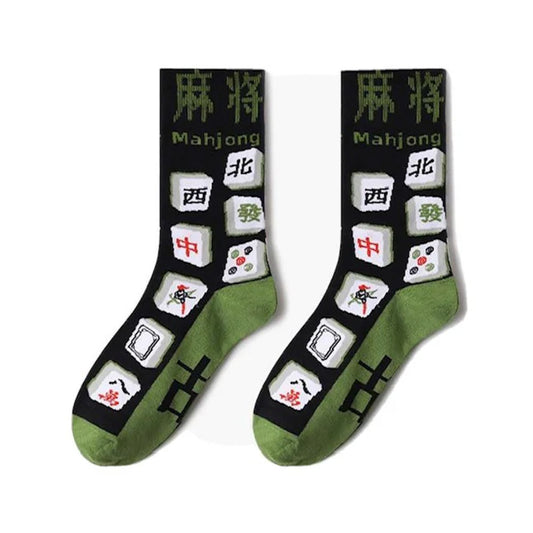 Black and green Mah Jngg Socks 