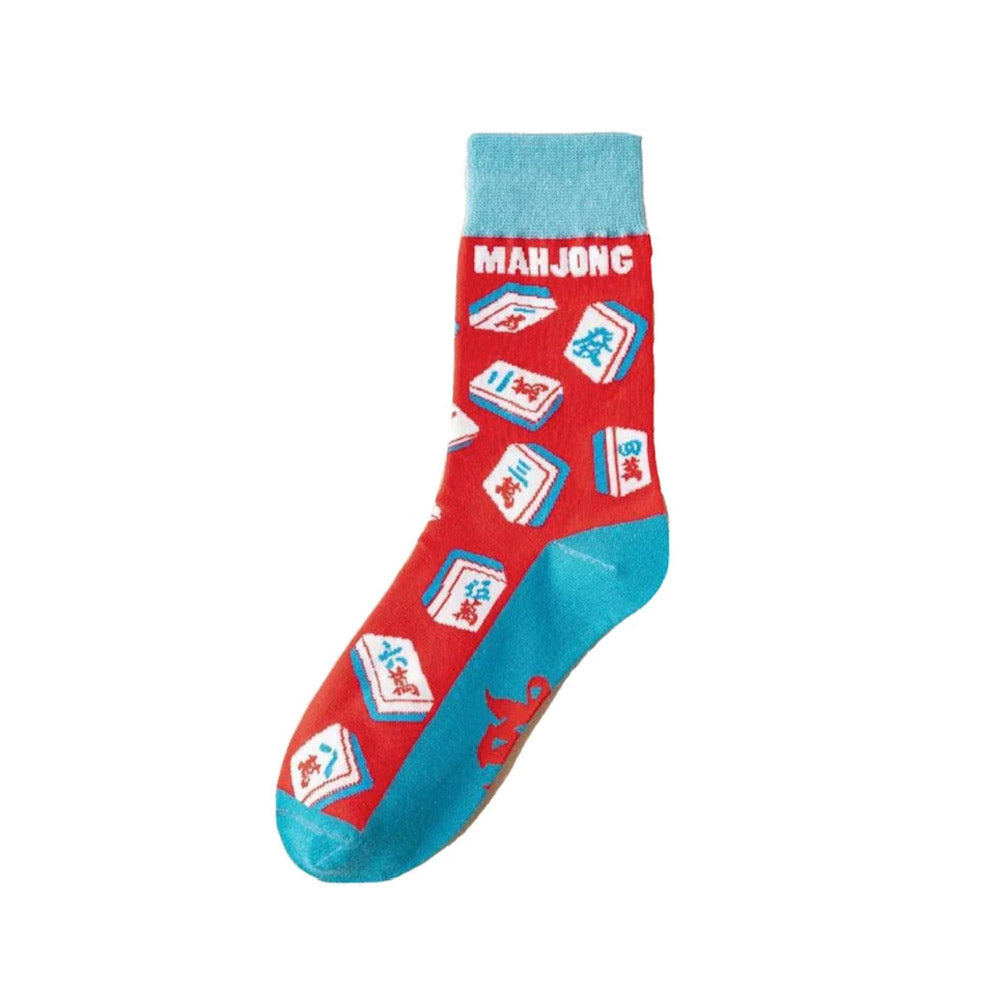 Women's red and teal Mah Jongg socks