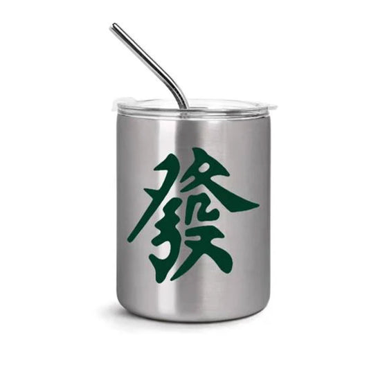 Mahjong Green Dragon Metal Cup With Straw 300 mL