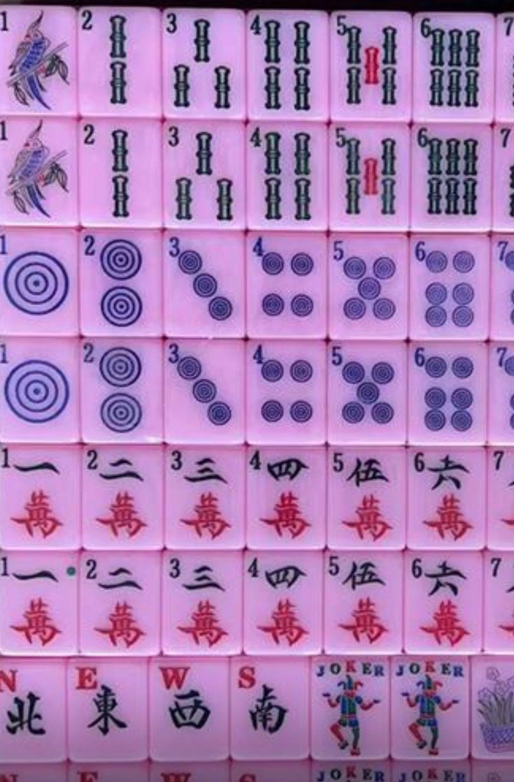 AMERICAN MAH JONGG SET PINK MAHJONG 152 TILES + 8 BLANKS BEAUTIFUL EASY TO READ