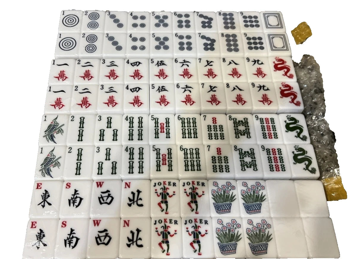 MAH JONGG SET BLUE SPARKLE 160 LARGER TILES MAHJONG MAJONG EASY TO READ NEW