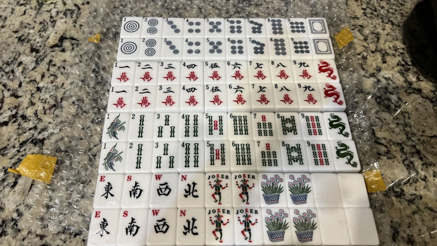 MAH JONGG SET GREEN SPARKLE 160 LARGER TILES MAHJONG MAJONG EASY TO READ NEW