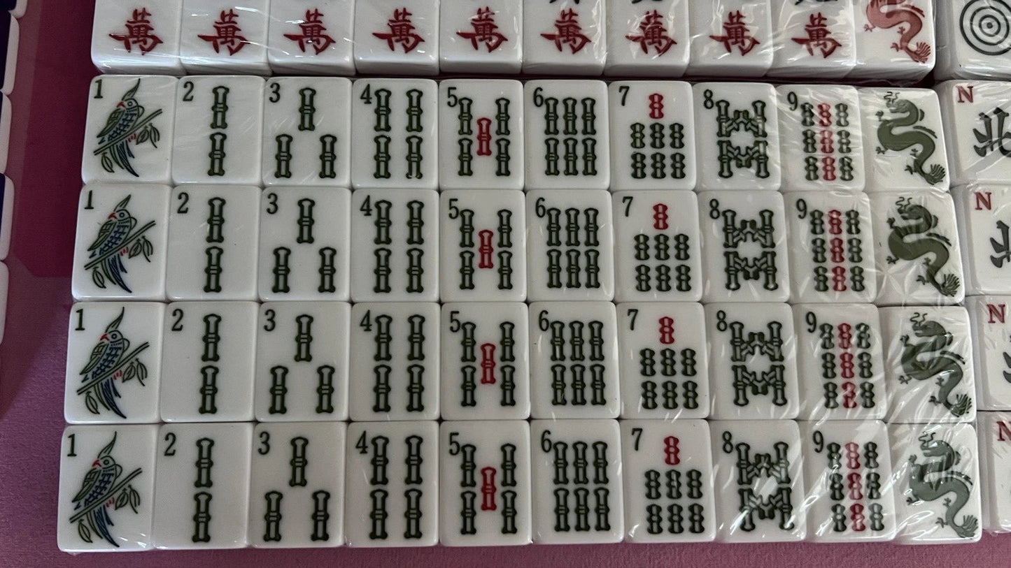 MAH JONGG SET PINK SPARKLE HEARTS 160 LARGER TILES MAHJONG MAJONG EASY TO READ