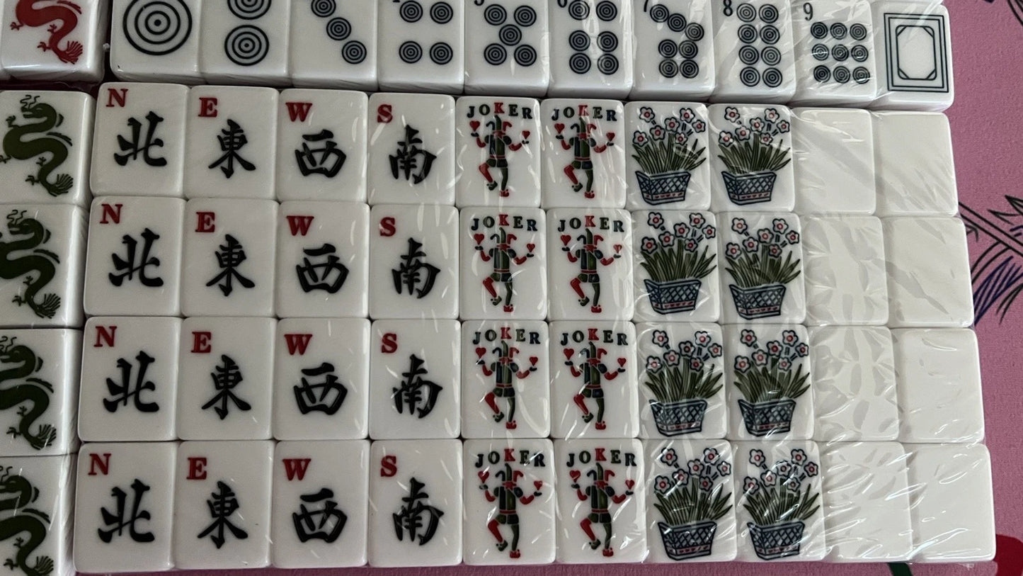 MAH JONGG SET BLUE SPARKLE 160 LARGER TILES MAHJONG MAJONG EASY TO READ NEW