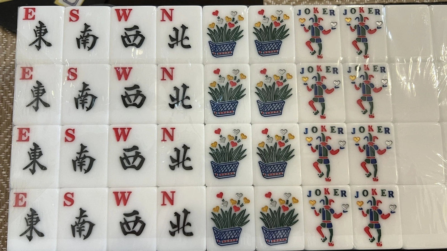 MAH JONGG SET ENGRAVED HEARTS 160 LARGE CHUNKY TILES MAHJONG MAJONG EASY TO READ