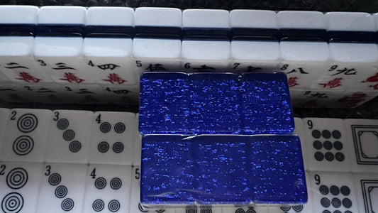 MAH JONGG SET BLUE SPARKLE 160 LARGER TILES MAHJONG MAJONG EASY TO READ NEW