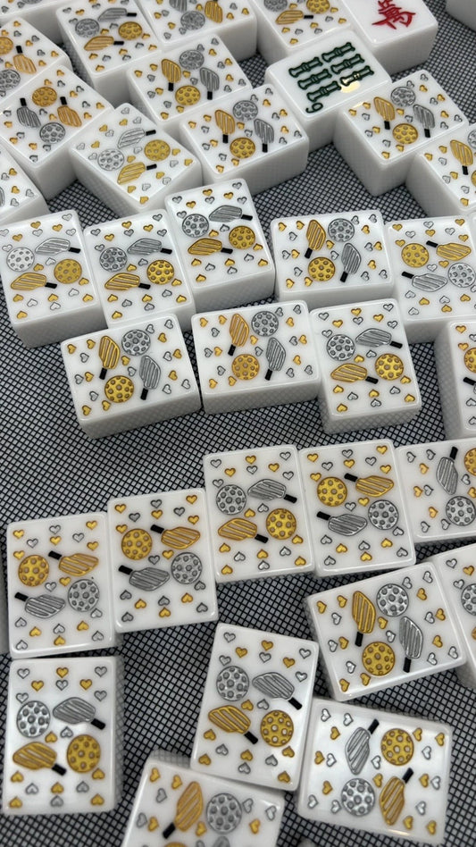MAH JONGG SET ENGRAVED PICKLEBALL PADDLE 160 LARGE CHUNKY TILES MAHJONG MAJONG