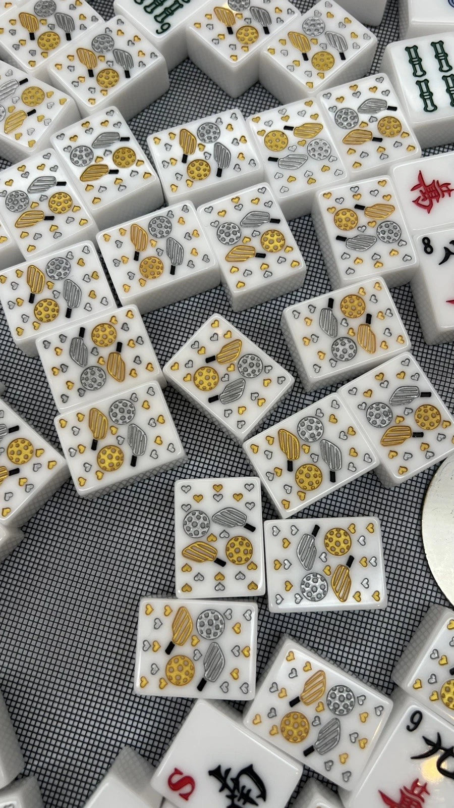 MAH JONGG SET ENGRAVED PICKLEBALL PADDLE 160 LARGE CHUNKY TILES MAHJONG MAJONG